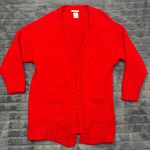 Zara Knitwear Fancy Collection Red Chunky Knit Open Cardigan Sweater Women XS S